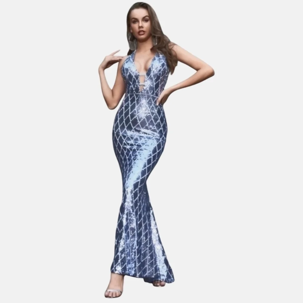 Giffniseti Sequin Halter Top Dress - Picture 2 of 10